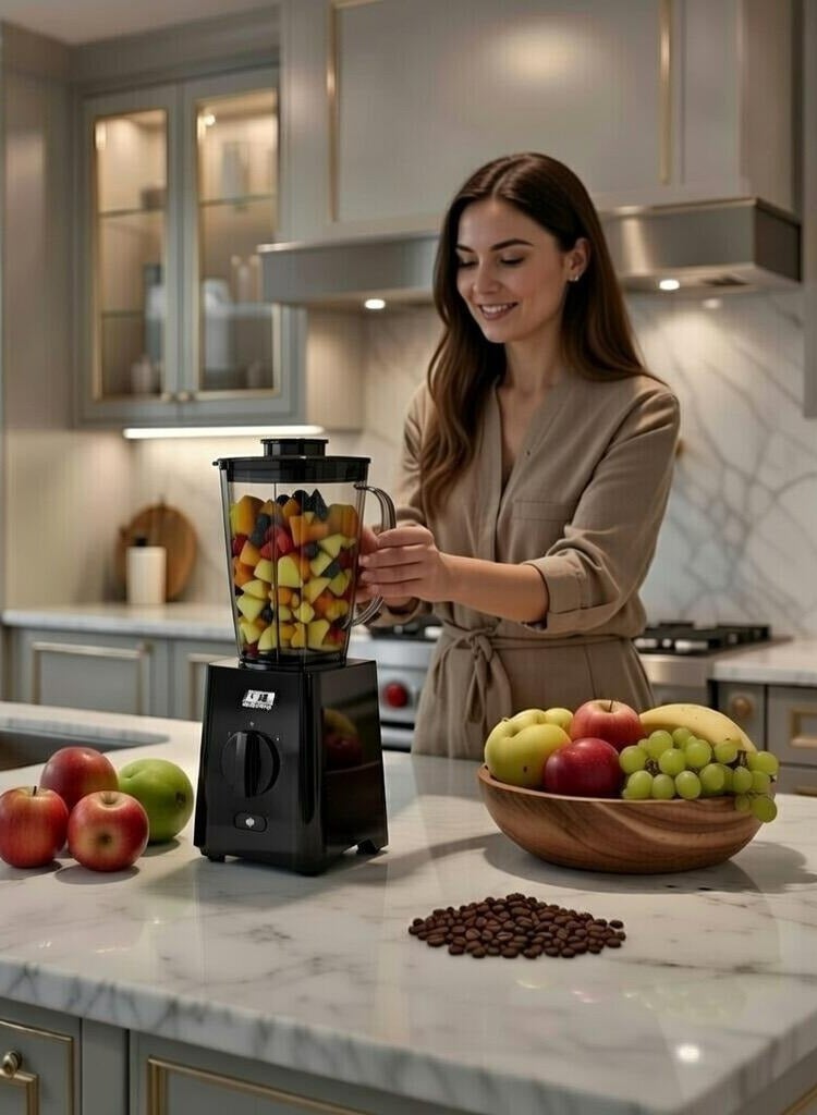 DR.ELECTRIC 2-in-1 Electric Blender, 650W, 1.8L, 2 Speeds with Pulse, Stainless Steel Blades, Black, DR.6502 - Image 2